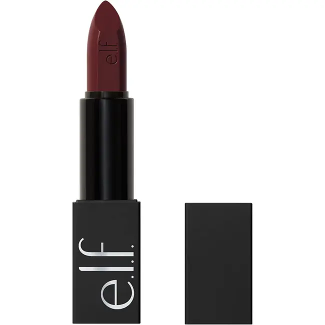 e.l.f. O Face Satin Lipstick Untamed dark purple — Halloween lip
