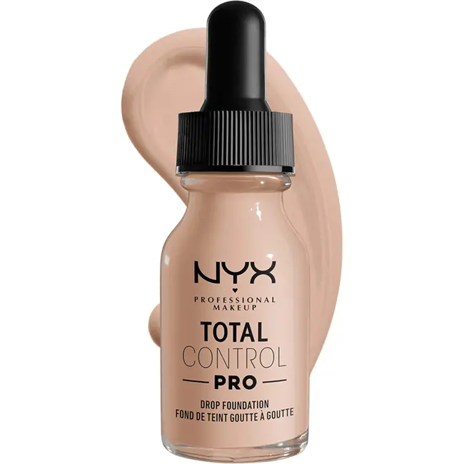 NYX Total Control Pro Drop Foundation Porcelain — pale base Halloween makeup